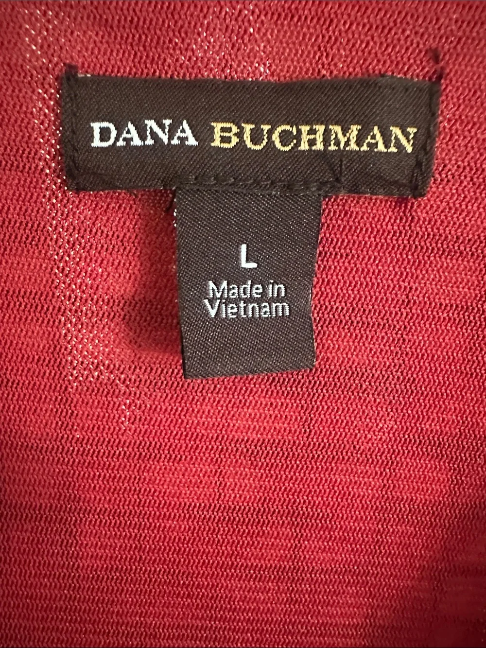 Dana Buchman Red and Black Patterned Twist-Front Blouse